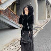 MSbeast value burst import mink coat Female whole mink hooded long belt fur coat new
