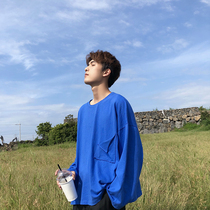 HUALUN basic item spring and autumn solid color T-shirt men loose oversize long-sleeved sweater all-match base shirt top