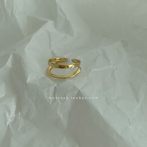 Japan and South Korea 925 sterling silver double-layer line curve opening ring ins net red niche personality design female trendy all-match