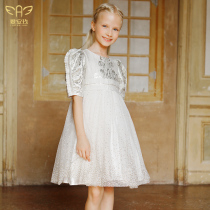 Love Anjiu girls dress dress high-end catwalk piano performance dress Little girl princess dress dress host child model tide