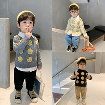 Cute for childrens sweater 2020 new autumn clothing male baby smiling face-knitted sweatshirt boy long sleeve foreign air blouses