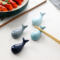 Cute whale modeling creative ceramic chopsticks tow home Japanese swing chopsticks spoon chopsticks spoon chopsticks stand chopsticks restaurant