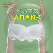 Chest underwear strapless summer thin bra big chest small wrap bra beautiful back white lace gathering invisible