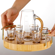 Bamboo wine dispenser glass white wine cup holder wine set small wine glass storage rack household wine rack display rack