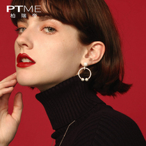 Advanced sense earrings 2019 New Tide earrings female sterling silver imitation pearl net red earrings big temperament earrings