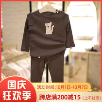 Direct mail ETTOI Korea Pegus childrens clothing 2021 autumn charcoal gray underwear set 557603