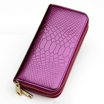Double zipped handbag Female double hand bag Genuine Leather Wallet Long large capacity Multi-functional leather clip New money clip