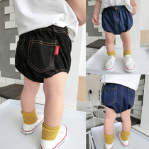  Childrens denim shorts boys summer new girls briefs thin outer wear baby baby bread large PP pants