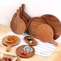 Dark baking tray Cake bread Solid wood plate Steak kitchen wooden plate Fruit pizza plate Baking