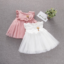 Six-seven-eighty-nine-month-old dress 2-year-old baby girl princess dress 3100 Natural gauze dress tide