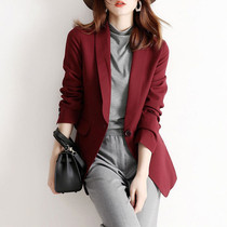 Wine Red Suit Jacket Woman Fall New Casual Fashion Loose Light Cooked Wind One Grain Button Small West Suit Blouse