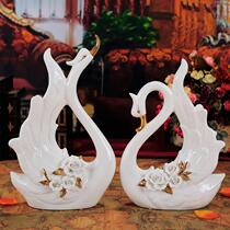 Beihanmei (BHM) creative gold swan ornaments crafts Home living room TV cabinet wine cabinet
