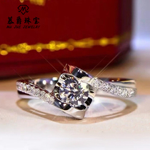 mo sang shi Diamond Ring 1 karat sterling silver plated 18K gold angels kiss ring wedding ring fashion multifacet drills design