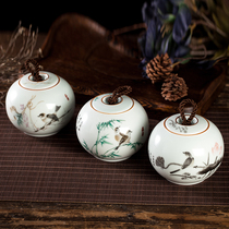 Jingdezhen household ceramic tea cans moisture-proof sealed cans ring buckle Celadon medium Kung Fu tea storage tea warehouse