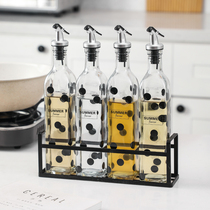 Nordic kitchen glass oil bottle home large leak-proof oil pot soy sauce bottle vinegar bottle seasoning bottle set storage rack
