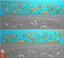 Mei orchid bamboo chrysanthemum plum blossom flower and bird coffin side plate engraved drawing jdp relief map gray-scale wood carving computer carving