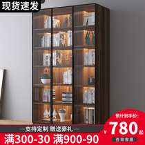 Bookshelf Modern simple bookcase with glass door Custom wall shelf combination Floor-to-ceiling display cabinet Light luxury bookcase