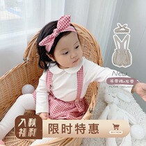 Cookie home baby childrens clothing thin plaid straps 0-1-2 years old newborn foreign girl baby suspenders baby Autumn