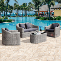 Outdoor rattan sofa soft clothing sales department round Vine sofa chair round Vine five-piece tea table combination balcony courtyard furniture