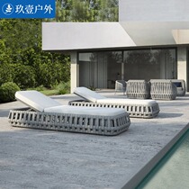 Nordic outdoor lying bed balcony rattan hotel outdoor model room open-air courtyard leisure waterproof sun lounger