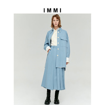 (Designer brand IMMI) Jiang Shuying the same haze blue wool loose shirt jacket 192JK027