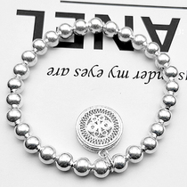  Foot silver s990 national characteristic craft bead bracelet womens new product with pendant sun drum handmade Guizhou silver jewelry