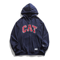 Fall new ins Chains Chains with cap draw rope Loose Casual Couple Jacket Big LOGO Zipper Jacket Man