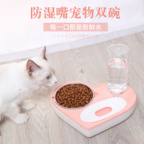 Pet cat bowl dog basin double bowl automatic drinking water cat bowl Teddy golden hair dog dog food basin cat food rice bowl cat supplies