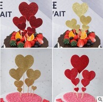 Cake decoration shiny love plug-in baking decoration plug-in flag planting creative cake size Love 7 set