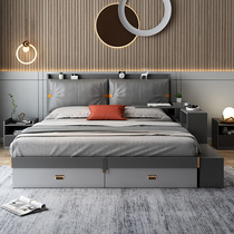 Nordic bed light luxury modern simple bed small apartment wedding bed storage high Box storage double master bedroom tatami bed