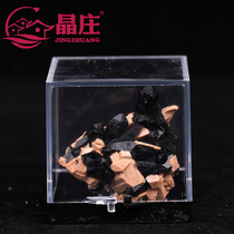 Natural black crystal specimens small ornaments mineral crystals raw rocks rock belts and mixed ore teaching boxes