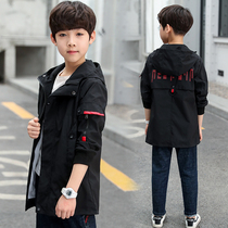 Boys autumn coat 2020 new middle and large childrens spring and autumn Korean version of boys childrens medium-long Western style trendy windbreaker