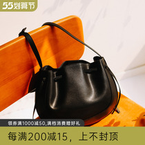 anybag Korean ensemble nappa cow leather upright cut rope flower buds draw rope bag