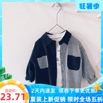 Childrens clothes boy Spring clothes new foreign air 2021 Childrens shirt striped baby shirt Han version of children