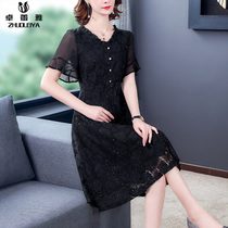 Womens summer clothes 2020 new little man Black Taiwan mesh gauze high-end socialite temperament dress goddess Fan