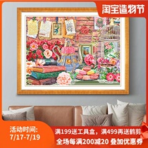 KS cross stitch Living room Dining room Bedroom American country Macaron Afternoon tea Self-embroidery handmade hanging painting