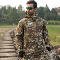 Spring and autumn camouflage suit suit mens plus velvet special forces tactical combat suit Field overalls Military uniform mountaineering assault suit