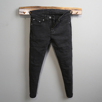 Autumn new Black gray mens jeans Tide brand Korean version of slim stretch Joker trend nine small feet trousers
