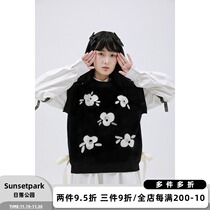 SunsetPark original design retro Joker Spring and Autumn Flower sweater vest bow lace New