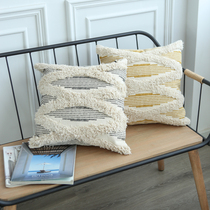 Nordic Style Couch Holding Pillow Living-room Cotton Linen Leaning Pillow Home Bedroom Pillow Cushion With Core-like plate Padded Waist Back Cushion