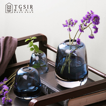 Japanese transparent flowers hydroponic glass vase living room table coffee table small caliber desktop flower arrangement decorative ornaments