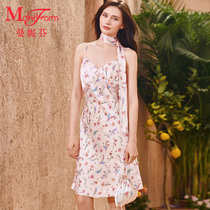 (Song Qian same model) Manifen cross-border joint series printed nightskirt hanging dress sweet pajamas summer light