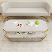  Light luxury Nordic marble coffee table Rectangular living room household wrought iron table Designer furniture Simple artistic creativity