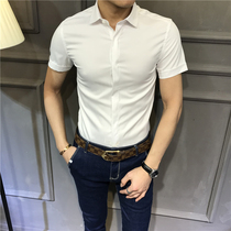 ins tide card summer short sleeve shirt mens body half sleeve business casual inch shirt for work profession free of scalding shirt
