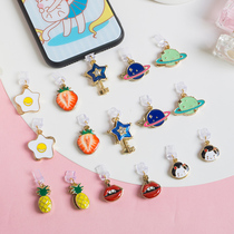 Cute Apple iphone8 data plug Android Micro charging port OPPO dust plug VIVO double-sided pattern