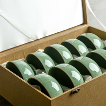 Celadon Ice Cracking Gokao Kiln Rice Bowl Dining Bowl 6 8 10 Tableware Ceramic Bowl Gift Boxed Household Set Housedressing