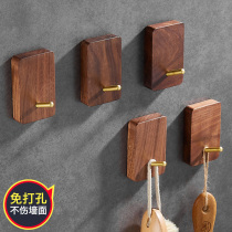 Light luxury coat hook hanger creative wall door wall bathroom clothes rear adhesive hook non-perforated Wood