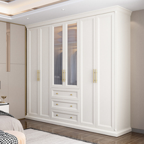 American Light Lavish Wardrobe Solid Wood Home Bedroom Modern Minima White Grey Villa Glass Door With Customizable Big Closet