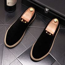 Tide brand canvas Lofu shoes mens pedal new British summer breathable Korean trend Joker increased lazy shoes