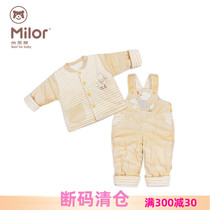 Milo bear baby winter cotton padded jacket two-piece set of children with cotton padded padded pants 1565 (color cotton special)